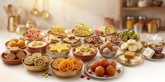 Traditional Indian sweets from Pooja Foods for Diwali