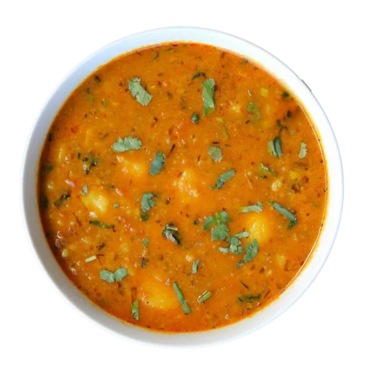 Home-cooked vegetarian curry from a Pooja Foods meal plan