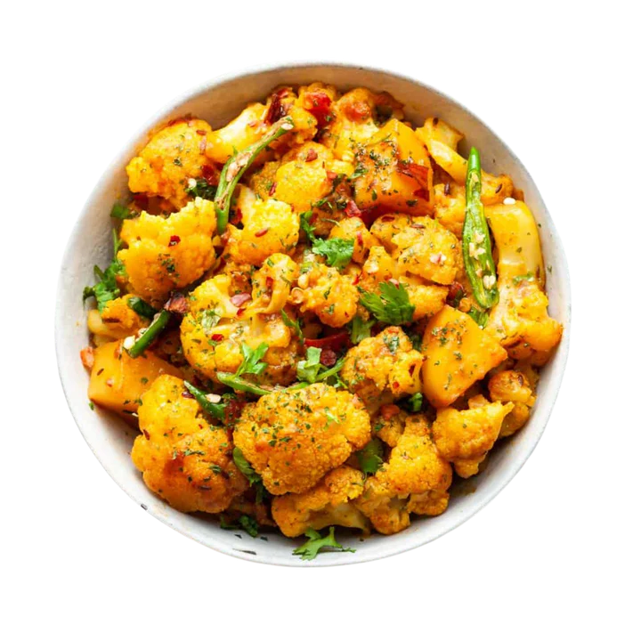 Home-cooked vegetarian curry from a Pooja Foods meal plan