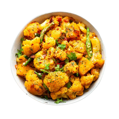 Home-cooked vegetarian curry from a Pooja Foods meal plan