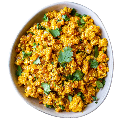 Home-cooked vegetarian curry from a Pooja Foods meal plan