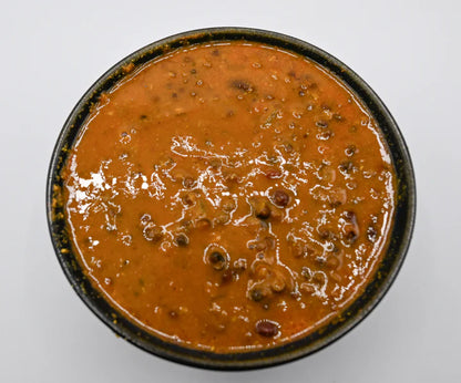 Home-cooked vegetarian curry from a Pooja Foods meal plan